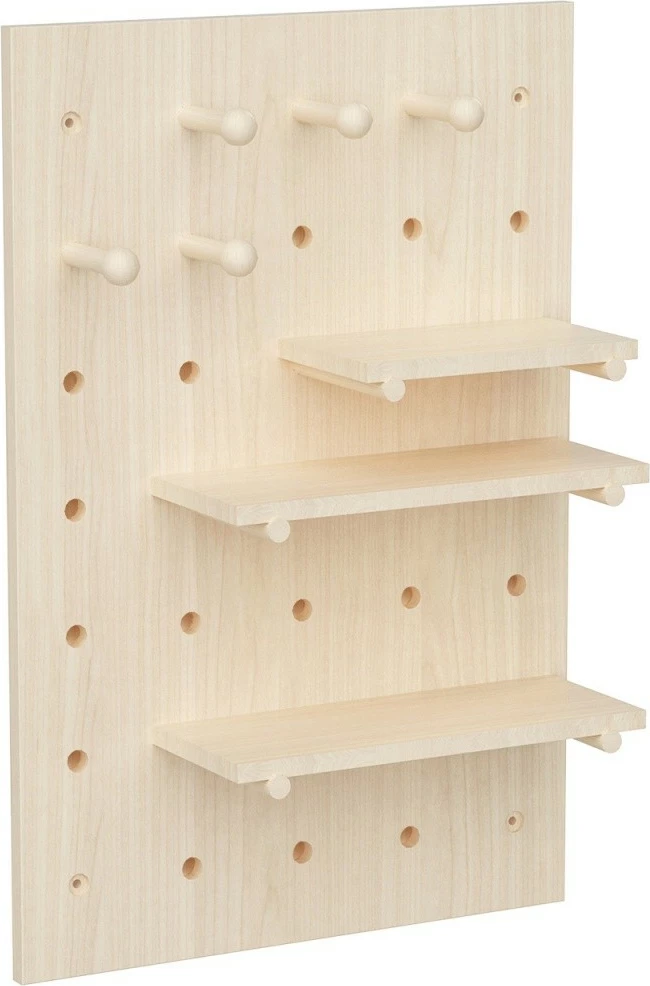 Stenski organizator, Maclean MC-130 WD, 40x60 cm, 3 police + 5 kavljev, nosilnost 20 kg, svetlo les