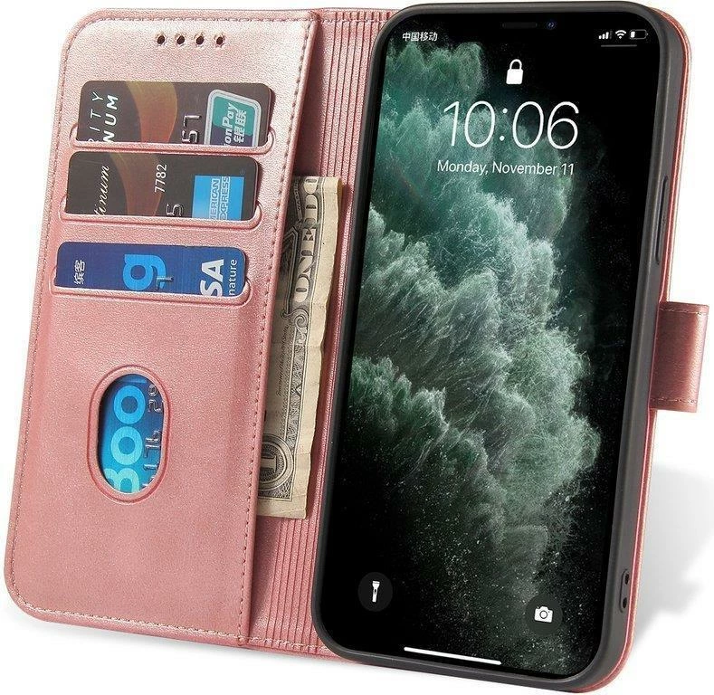 Ovitek z magnetom, z ovitkom in stojalom, rožnat — Hurtel Magnet Case za Samsung Galaxy A73