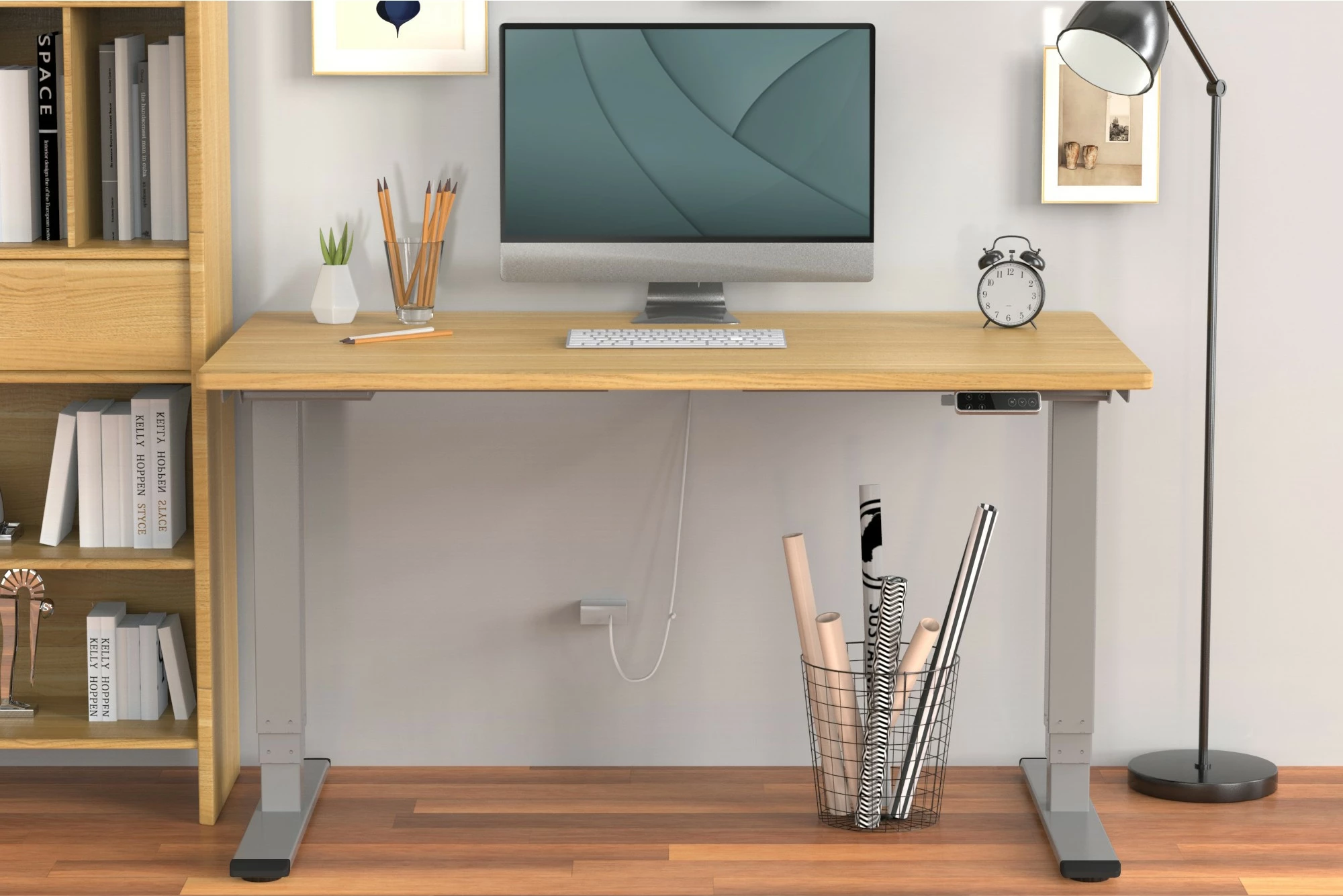 Električno ogrodje mize Digitus, z dvema motorjema, 3 stopnje, sivo