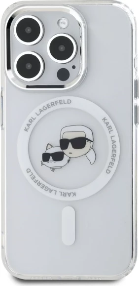 Ovitek IML z motivom Karl & Choupette, MagSafe za iPhone 15 Pro, bel — Karl Lagerfeld
