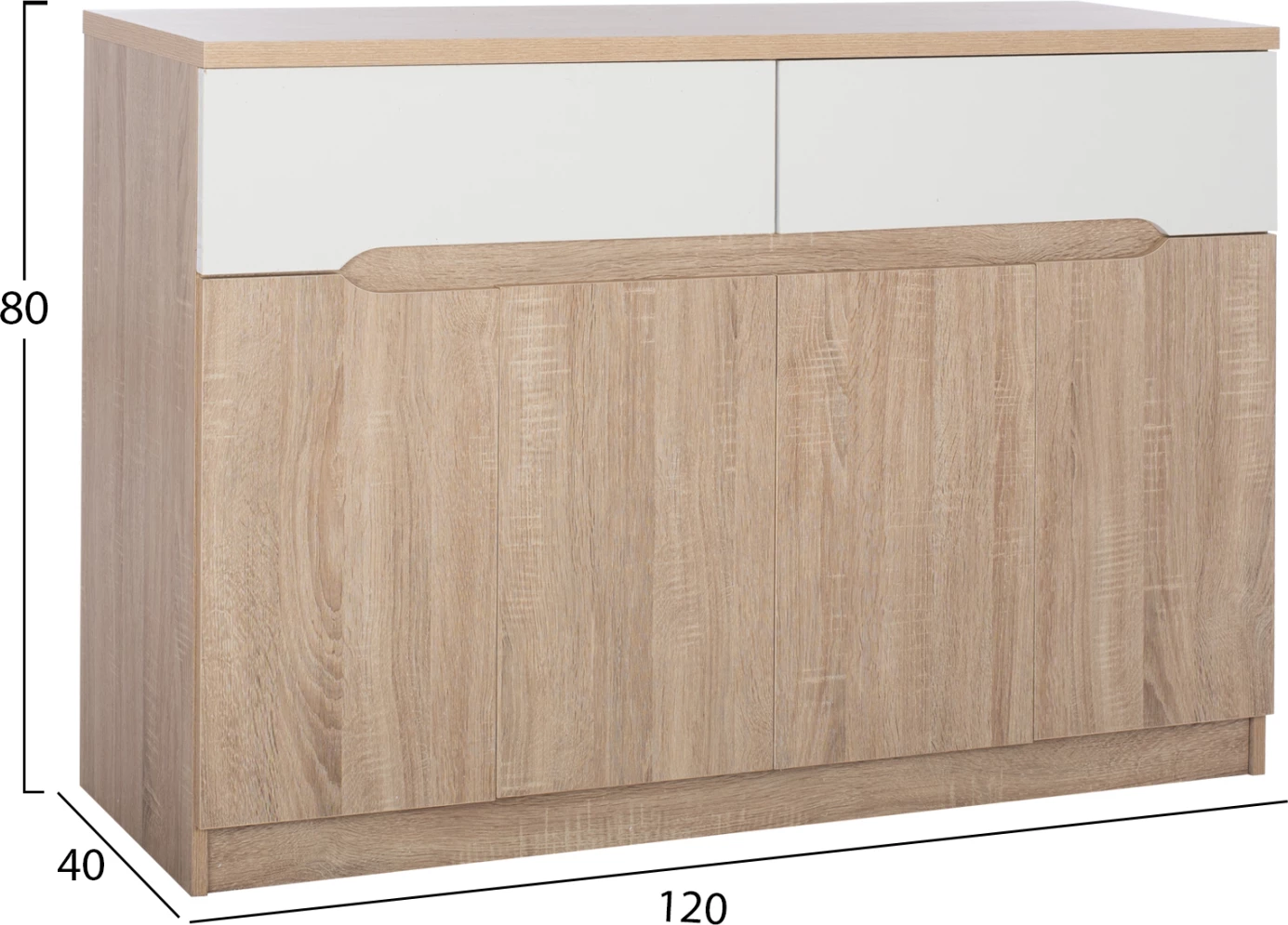 Bife FH2234.02 2 predala & 4 vrata Sonama 120x40x80cm
