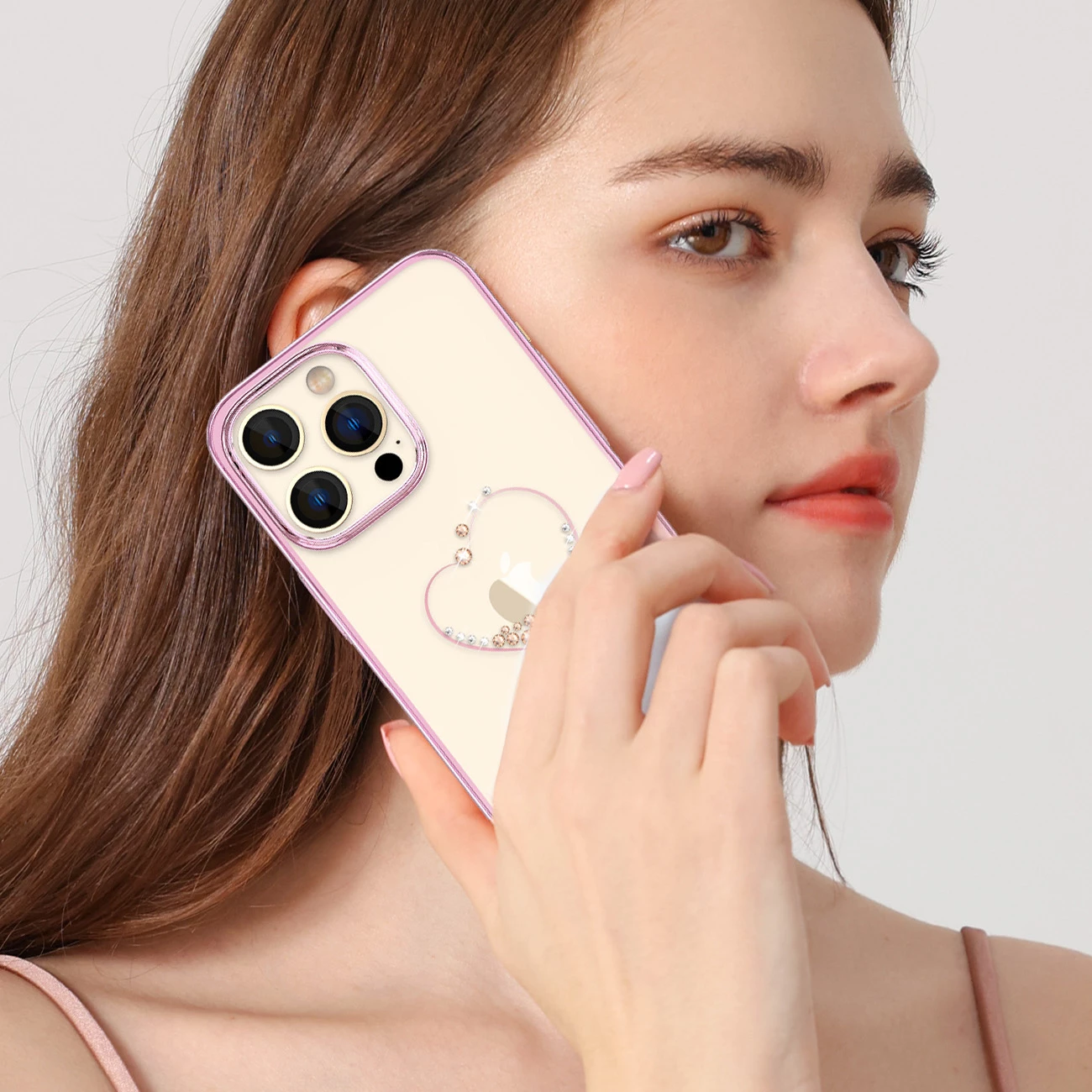 Ovitek z Swarovski kristali, rožnat — Kingxbar Wish Series za iPhone 14 Pro