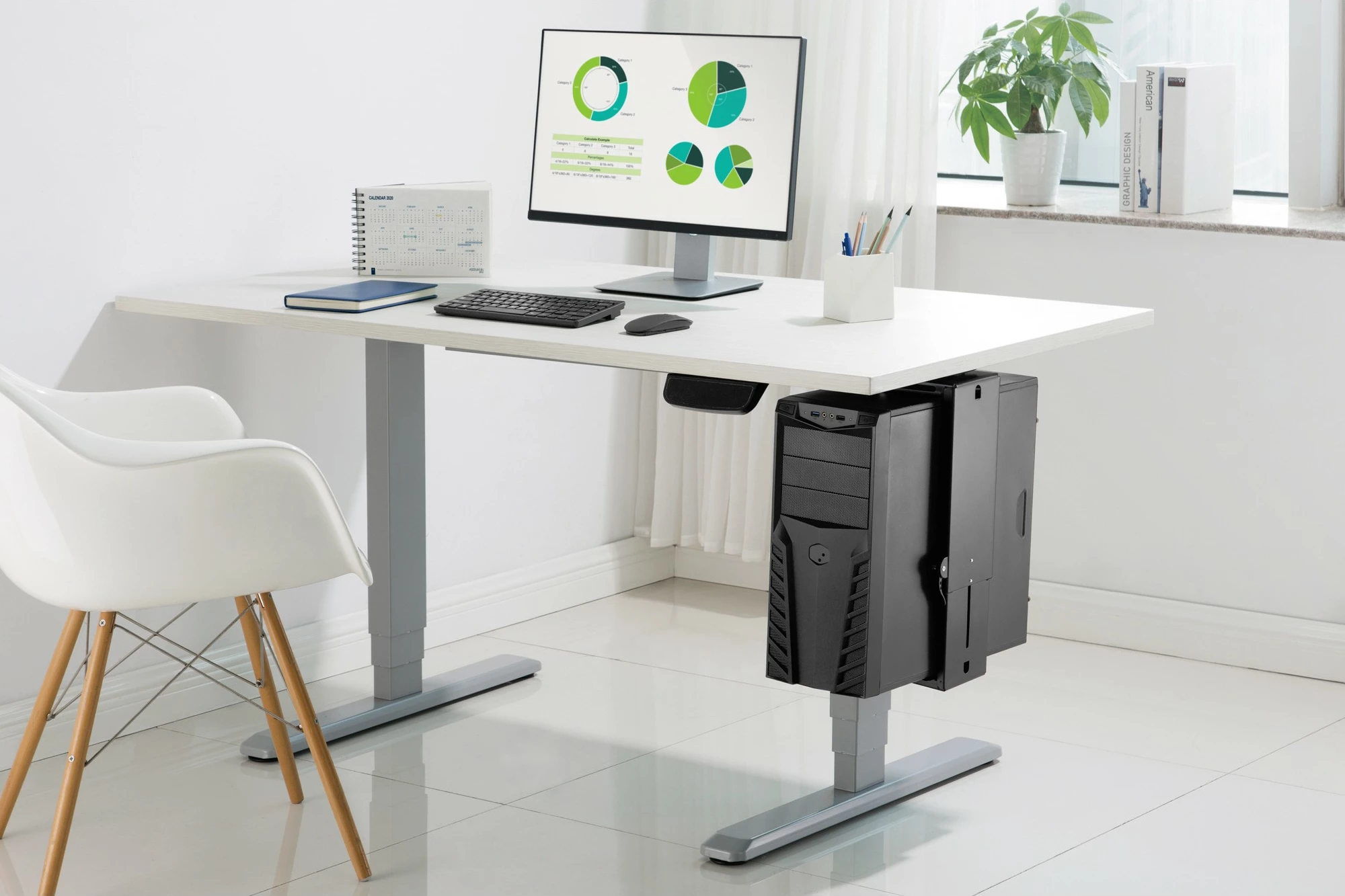 Univerzalni nosilec za ohišje Digitus, za montažo pod mizo, easy-locking, črn