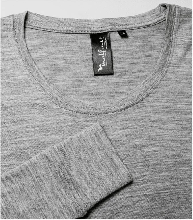 Premium Merino ženska majica z dolgimi rokavi, Malfini, siva