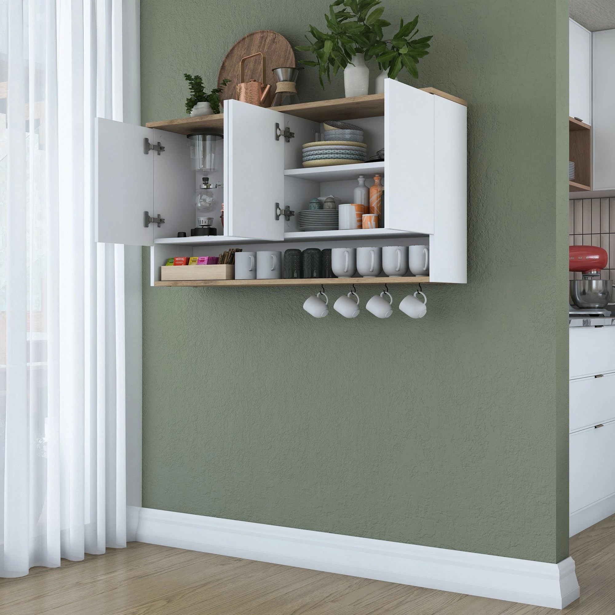 Stenska omarica Skye Decor JE198 - 3811, rjava in bela