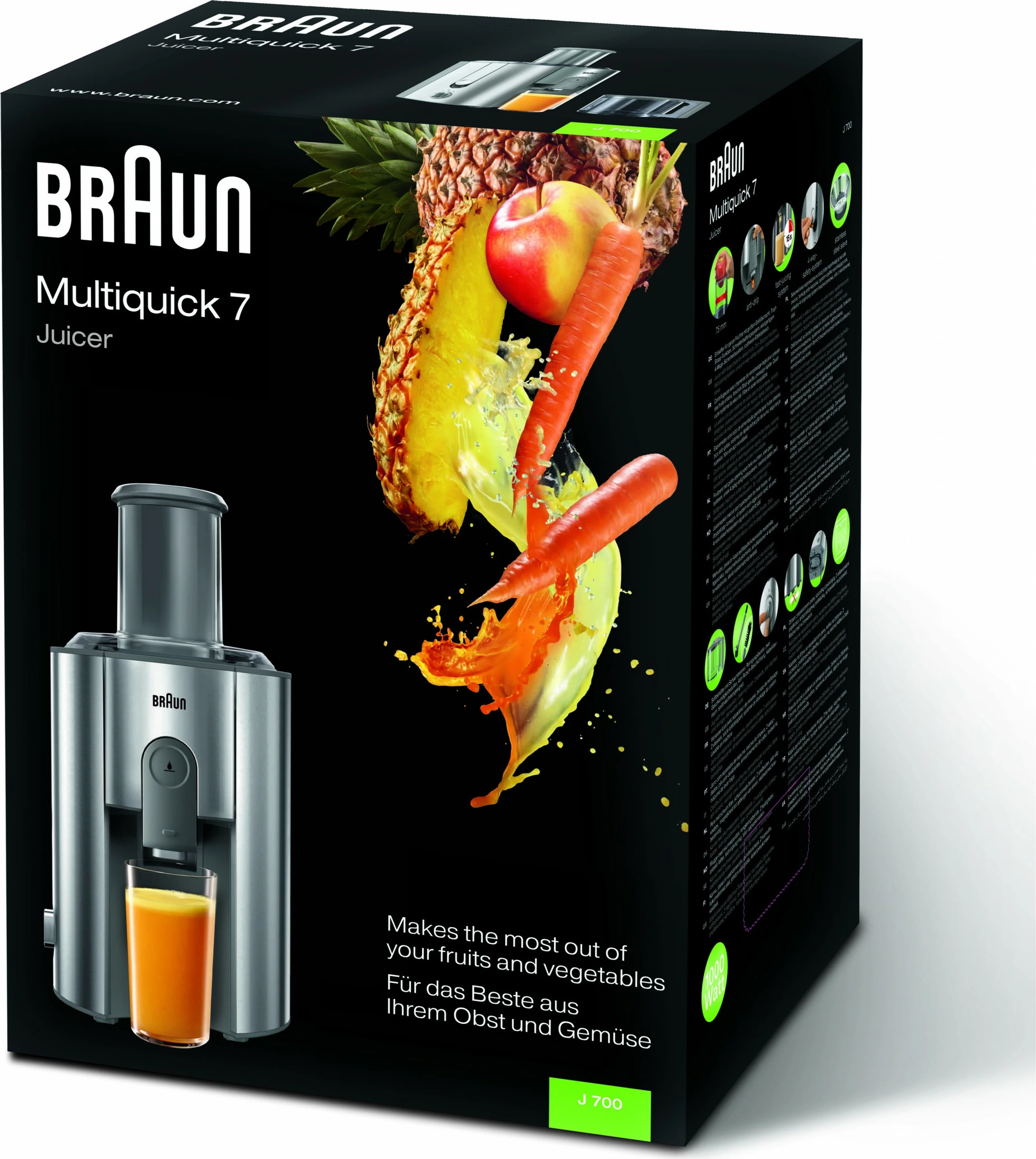 Sokovnik Braun Multiquick 7 J 700, 1000 W, nerjaveče jeklo, 2 L