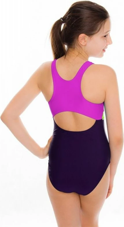 Enodelne kopalke Aqua-Speed EMILY, rožnato-vijolične za deklice