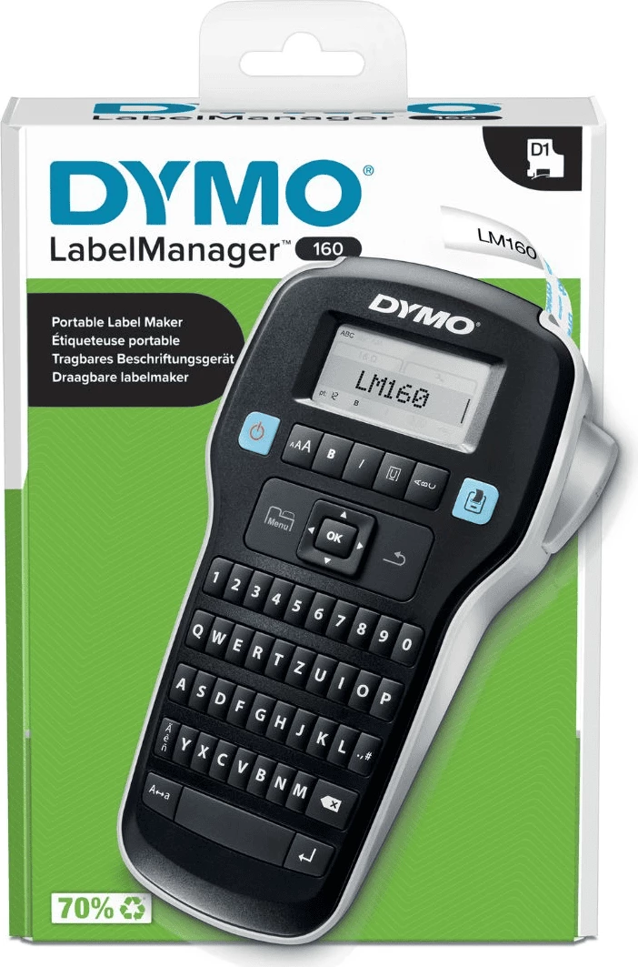 Prenosna naprava za označevanje Dymo LabelManager LM160 (2174611), tipkovnica QWERTY, LCD zaslon, črna
