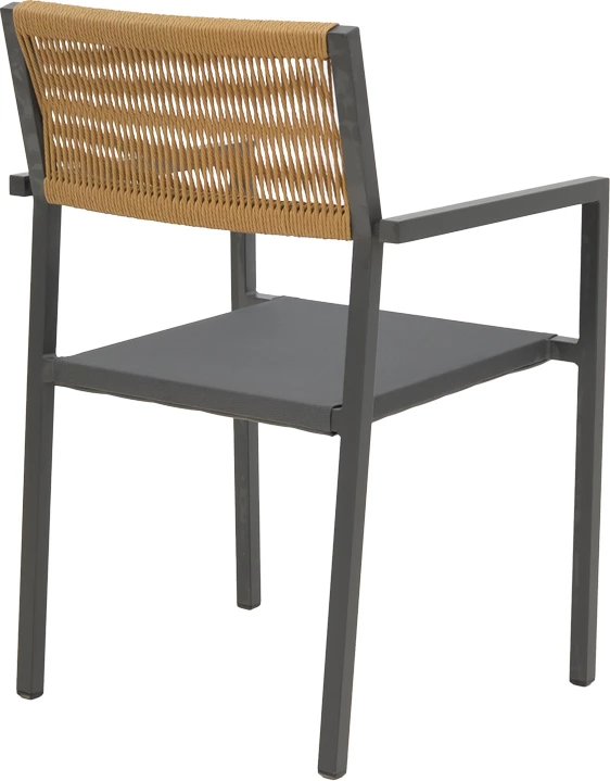 Aluminijast zložljiv stol Savor, antracitno ogrodje-tekstilen, naravni ratan, 55x58x63 cm