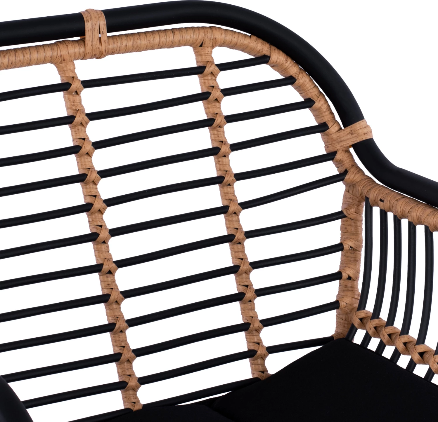 Kovinski barski stol Allegra FH5690 s pletenjem Črno-Bež 55x60x109cm