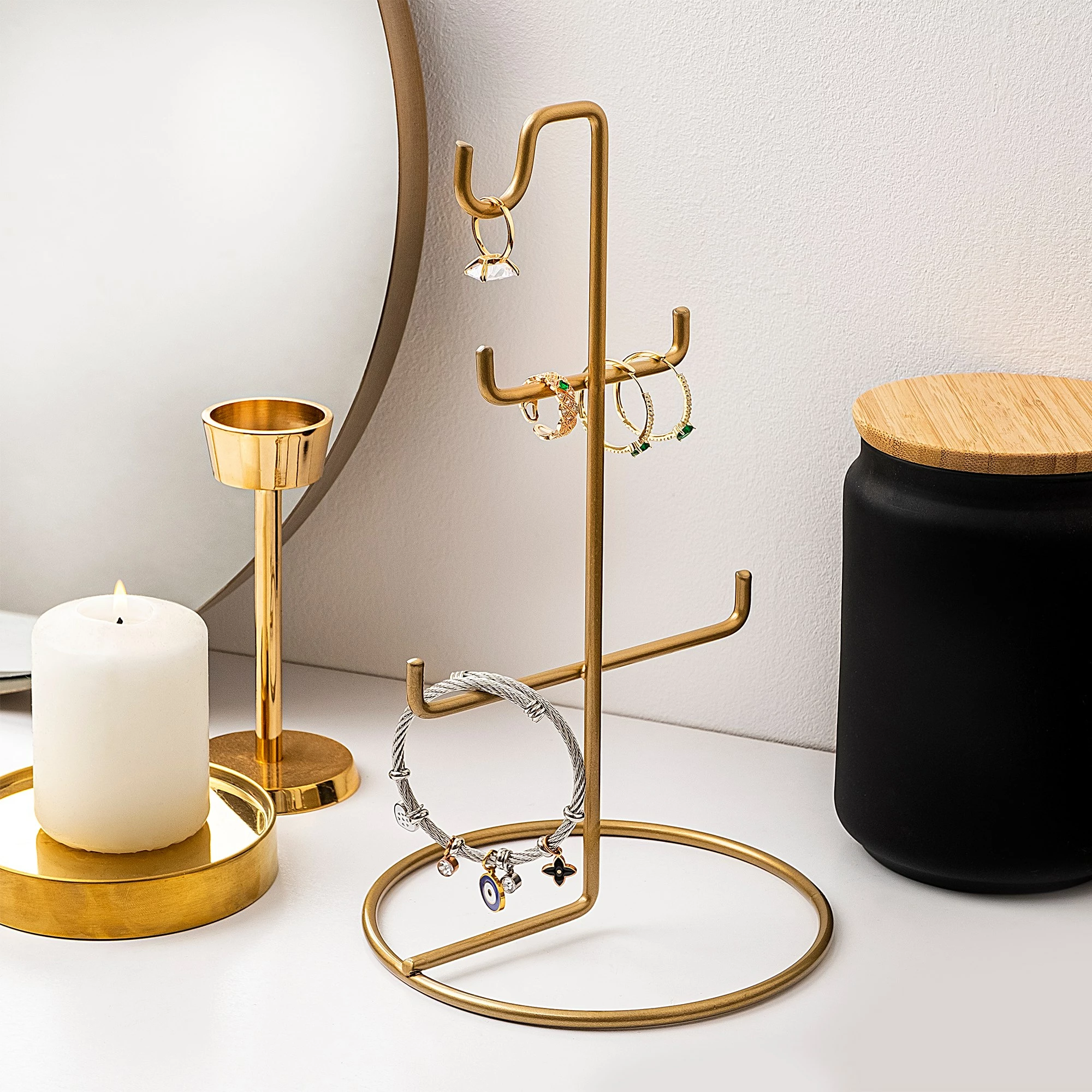 Stojalo za organizacijo nakita, zlata barva, Aberto Design TK-003