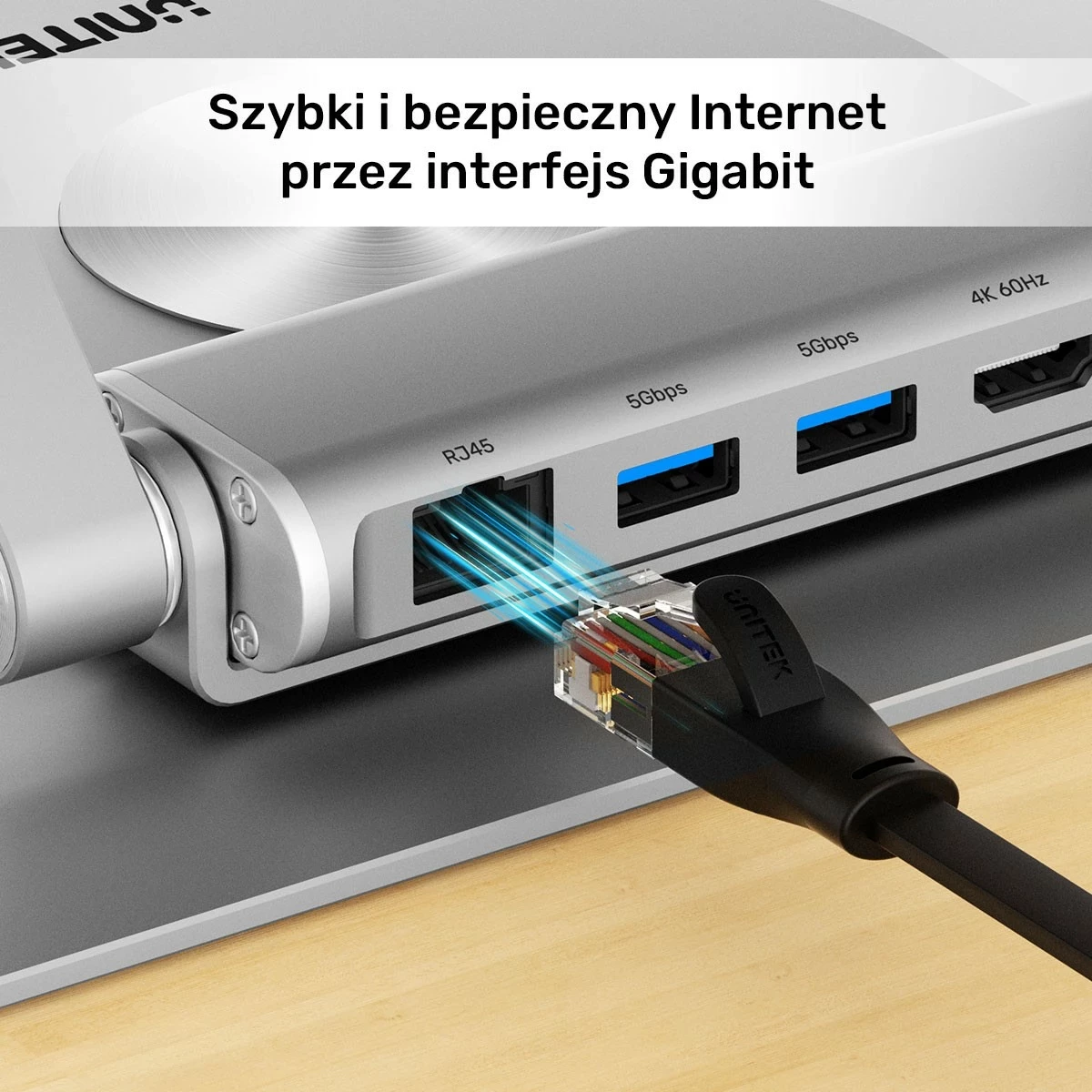 Stojalo za prenosnik Unitek USB-C HDMI 4K PD 100W, srebrno