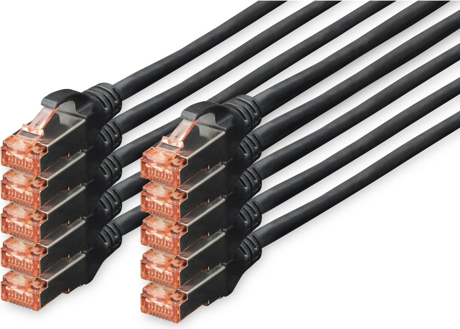 Kabel Cat6 S/FTP, 0,25 m, 10 kosov, RJ-45, črn Digitus