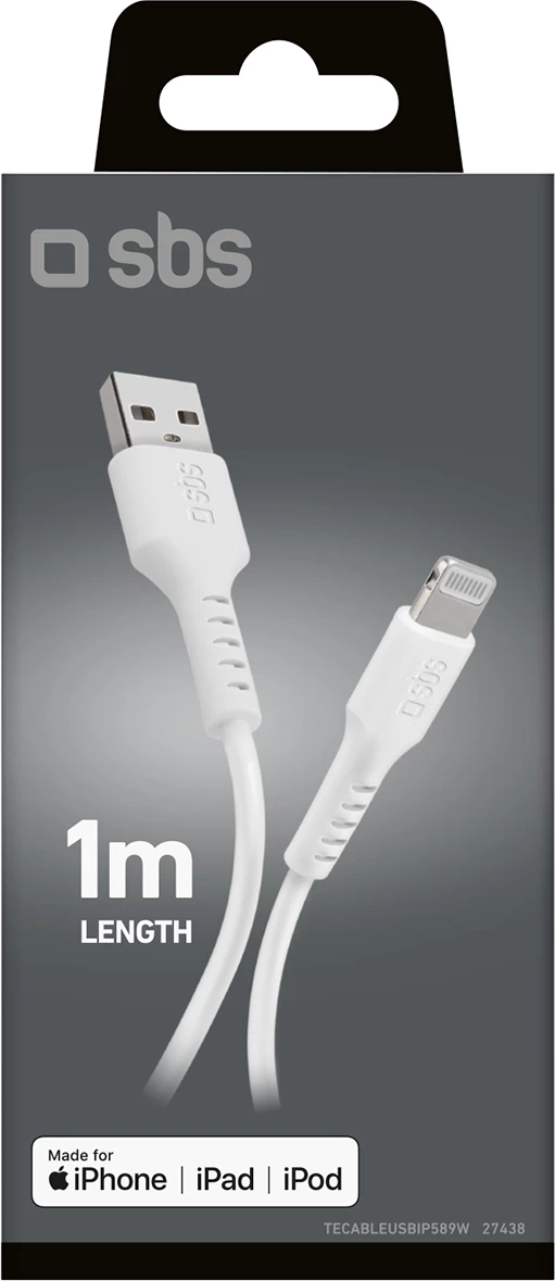 Kabel USB-A v Lightning, 1 m, bel SBS TECABLEUSBIP589W