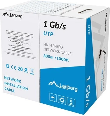 UTP kabel 305 m, 1 Gb/s, črn Lanberg