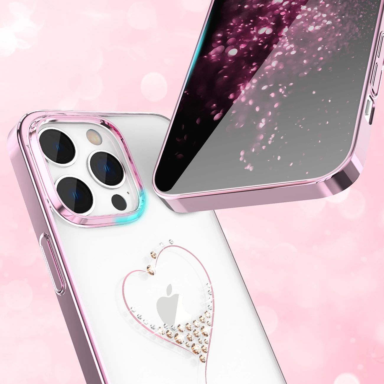 Ovitek z Swarovski kristali, rožnat — Kingxbar Wish Series za iPhone 14 Pro