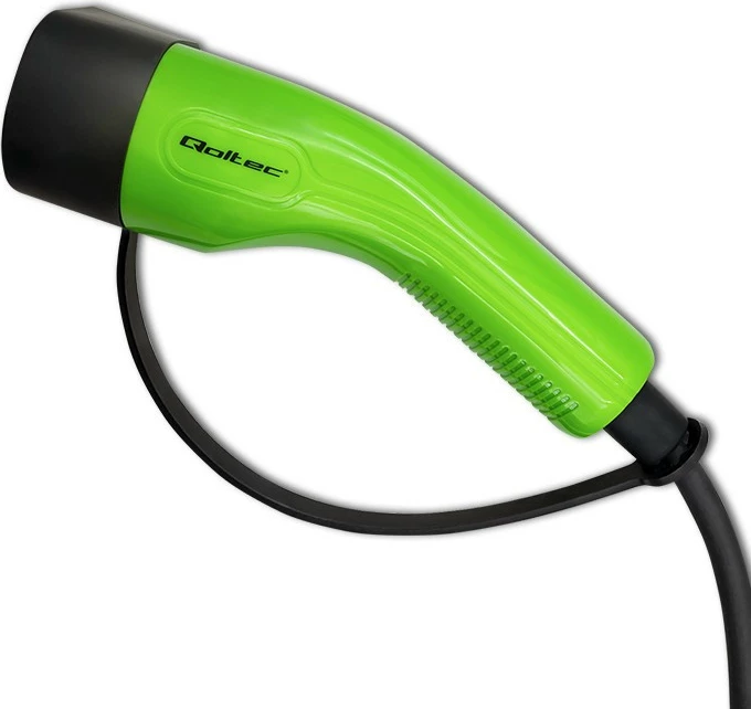 Prenosni polnilec za električne avtomobile Qoltec 52475, Type 2, 11 kW, 5 m, črno/zelena