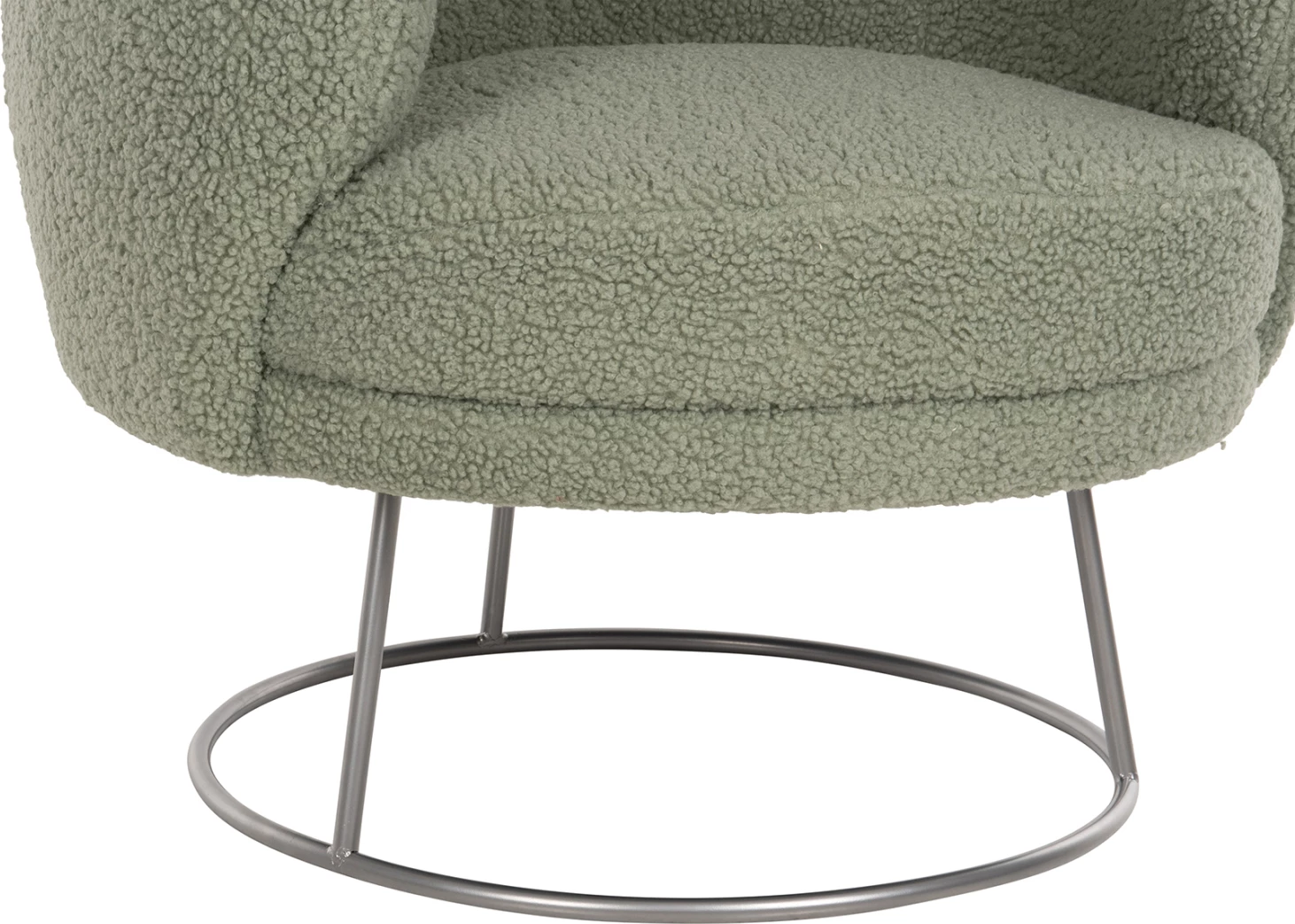 Fotelj ARIEN FH8403.27 iz boucle tkanine v pistacija zeleni barvi-srebrna kovinska osnova 78x75x84Hcm