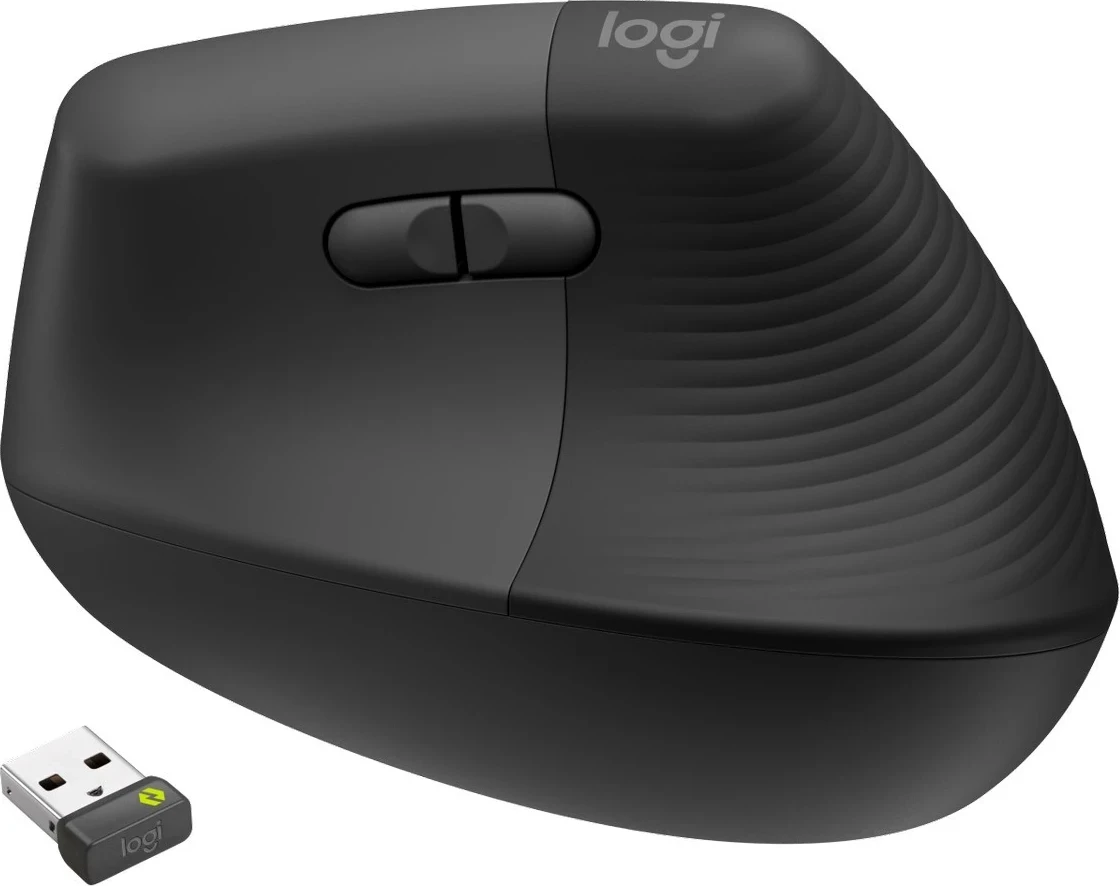 Ergonomski vertikalni miška Lift, Logitech, brezžična, siva