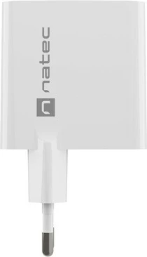 Stenski polnilec GaN, Natec Ribera, 45W, 1x USB-A + 1x USB-C, bel
