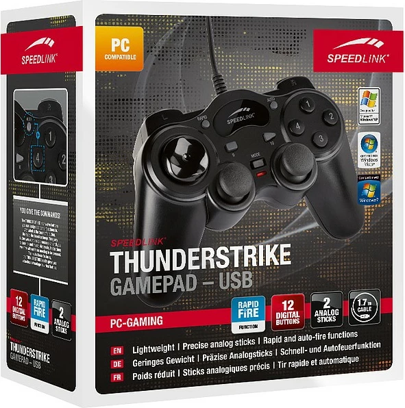 Gamepad za PC Speedlink Thunderstrike, USB, črn