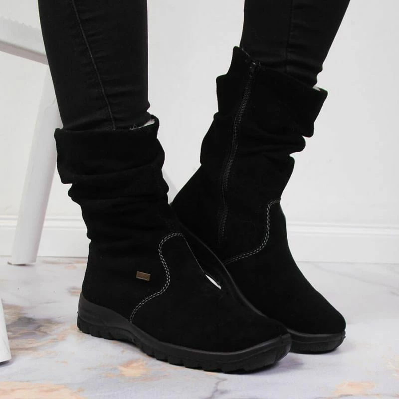 Izolirane usnjene škornje, Rieker W RKR130, črne