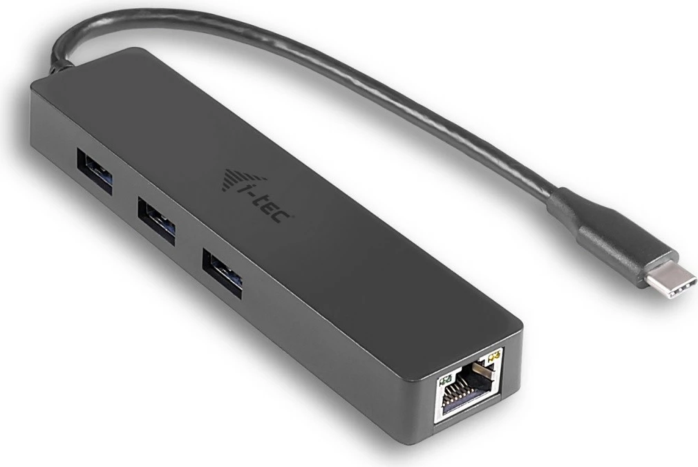 Računalniško ohišje USB-C s 3 USB priključki in Gigabit Ethernet, i-tec C31GL3SLIM, črno