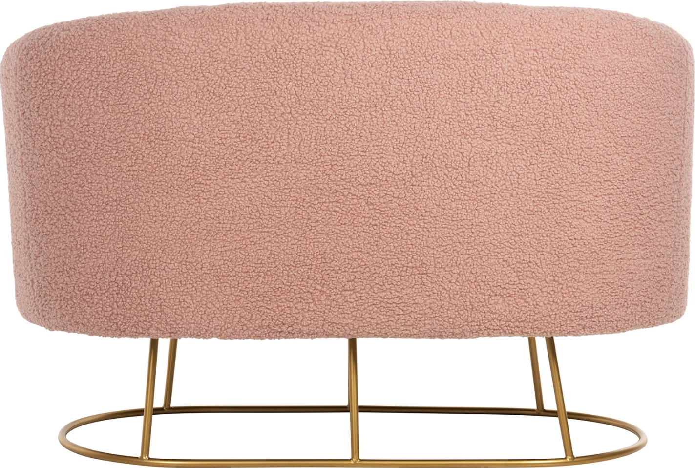 Dvosedna sedežna garnitura ARIEN FH8492.22 v barvi prašno roza boucle tkanina in z zlato kovinsko osnovo 130x75x85Hcm