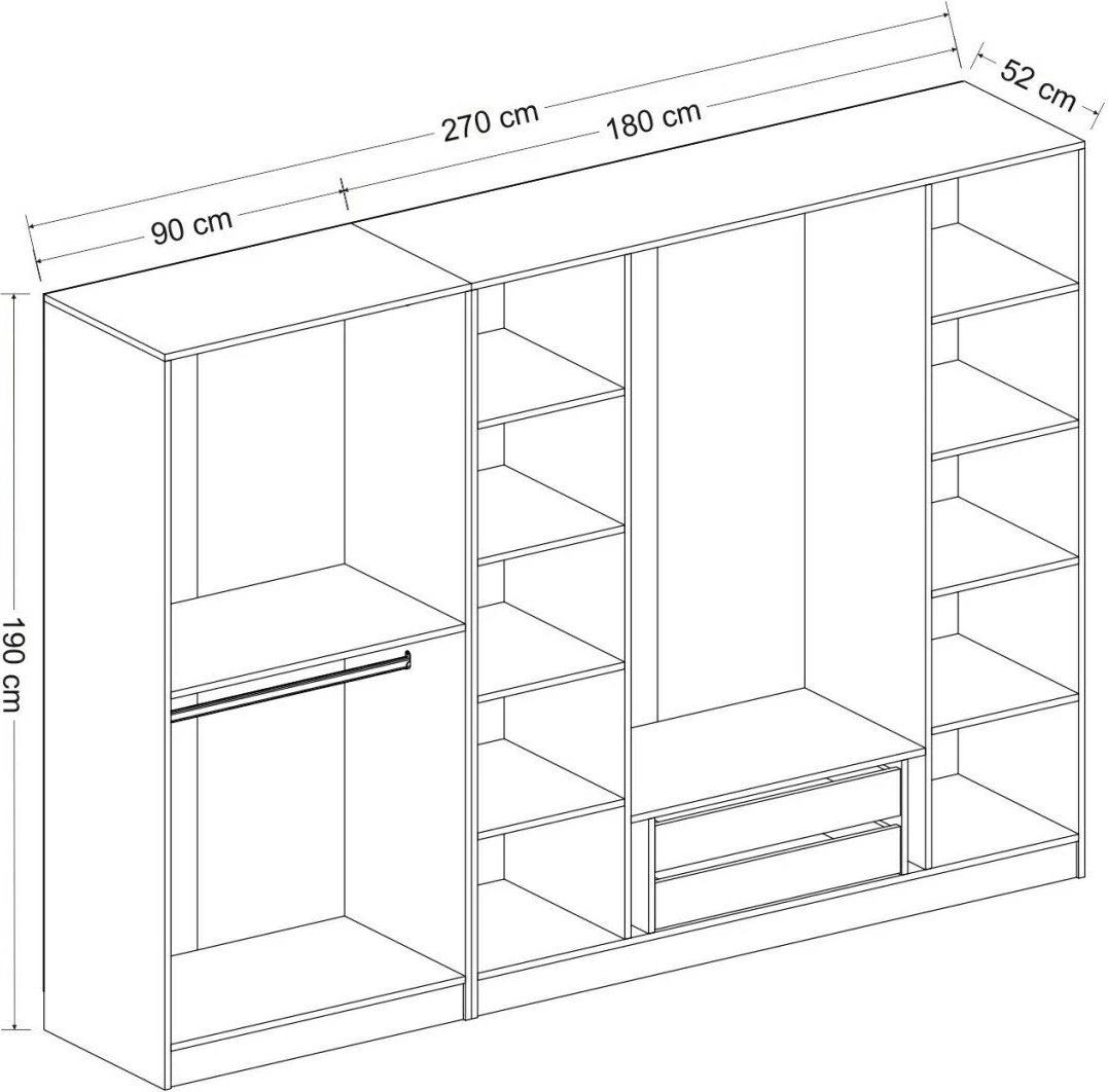 Garderobna omara Skye Decor, antracit, 270x210x52 cm