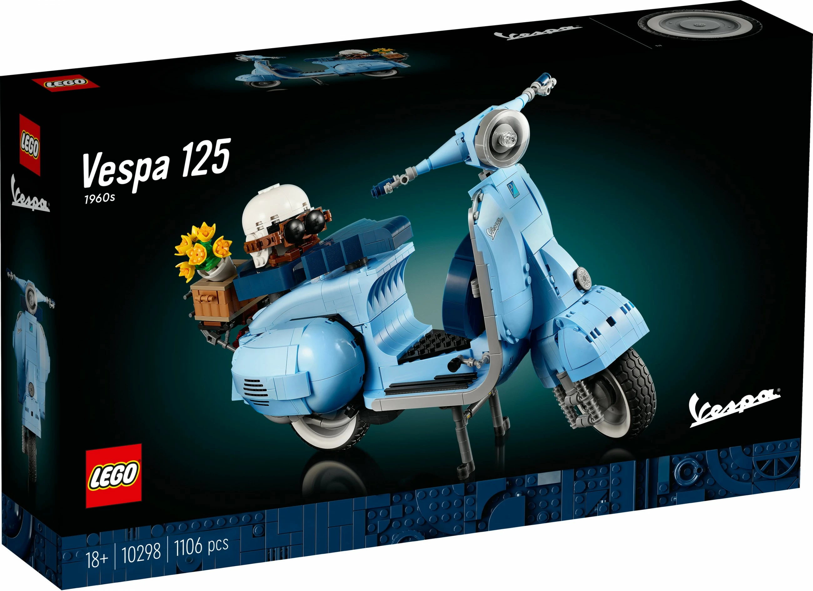 Model skuterja Vespa 125, komplet LEGO Creator Expert, 1107 kosov, večbarven
