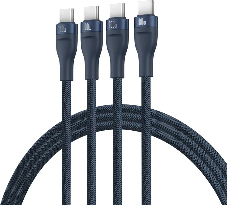 Kabel za hitro polnjenje Baseus Flash Series Type-C na C+C+C, 480 Mbps, 1,5 m, moder