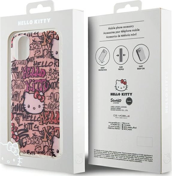 Zaščitna ovitek Hello Kitty IML Tags Graffiti za iPhone 11/XR, roza