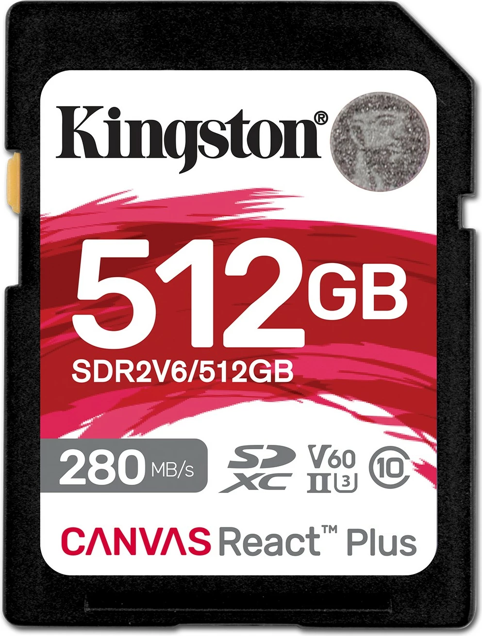 Kartica SDXC 512 GB Canvas React Plus, UHS-II, 280 MB/s, črna - Kingston