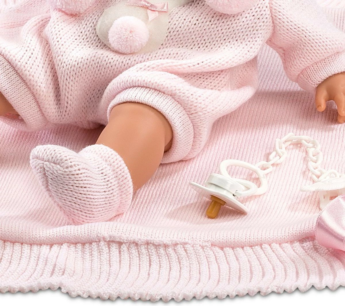 Punčka dojenček Llorens 38938, 38 cm, z zvokom, z odejico in stekleničko, roza