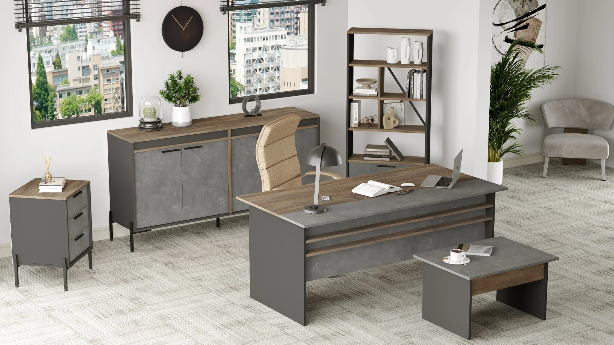 Set mladinske sobe Skye Decor VS9-CGA, srebrna in antracit
