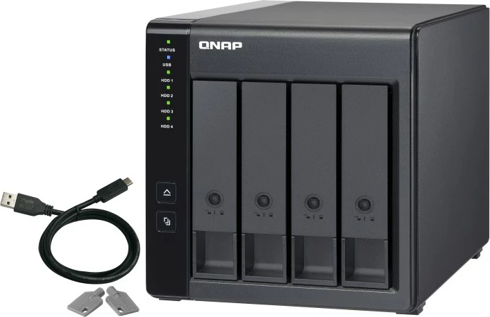 Zunanja enota za diske QNAP TR-004, HDD/SSD, 2,5/3,5", Serial ATA II, 3 Gbit/s, hot-swap, črna