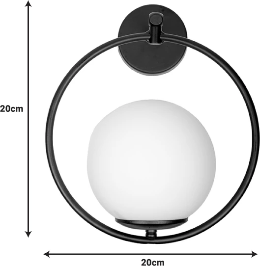 Stenska svetilka Blento, kovina, črna, D20x20cm