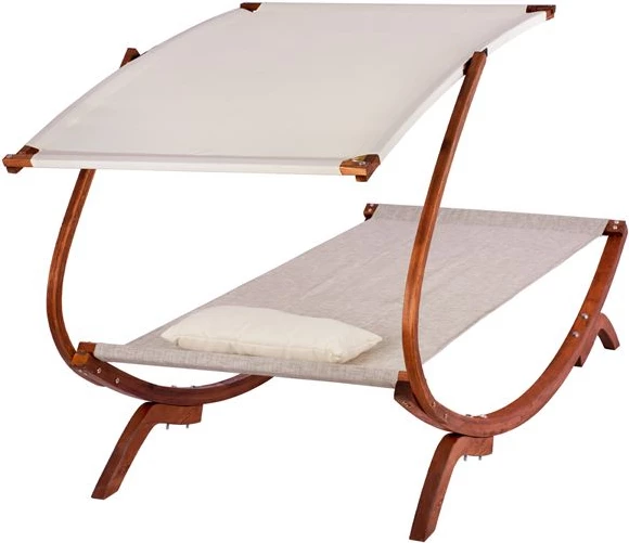 Leseni ležalnik oreh-bež s senčnikom Colby FH5671.02 105x221x162cm