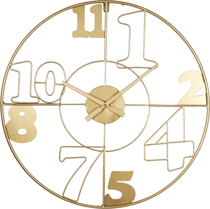 Stenska ura kovinska z zlatim odtenkom Hugo Inart, 60x3x60 cm