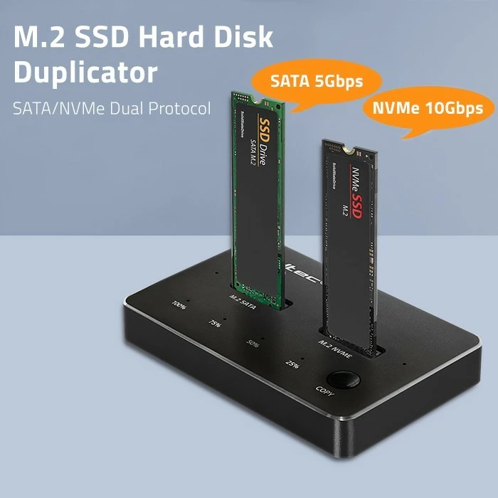 Postaja za dokiranje SSD M.2, NVMe/SATA, USB-C, 2x2TB, črna, Qoltec 52274