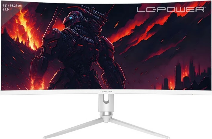 34-palčni ukrivljen UltraWide Quad HD monitor, 165 Hz, FreeSync Premium, bel — LC-Power LC-M34-Q-C-PRO
