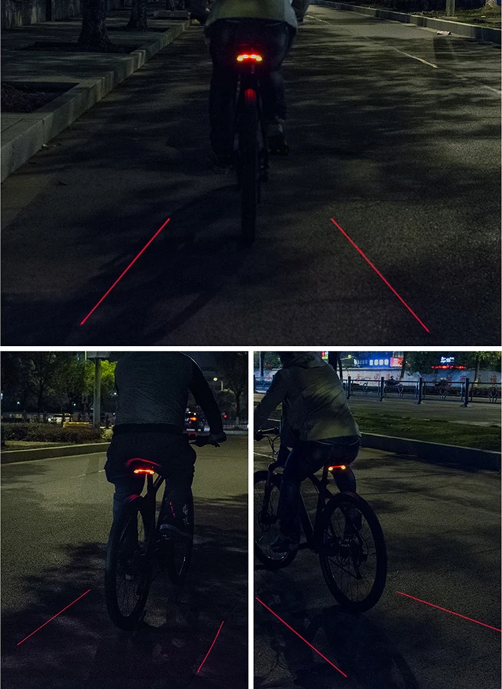 Zadnja luč za kolo z laserjem, daljinski upravljalnik, 2000 mAh, črna Rockbros LKWD-R1