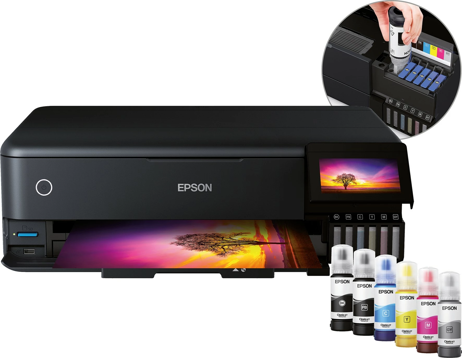 Večnamenski brizgalni tiskalnik Epson EcoTank ET-8550, A3, Wi‑Fi, zaslon na dotik, črn