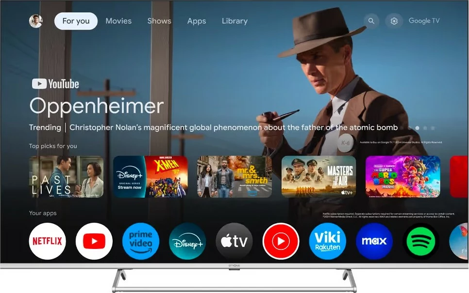 QLED 65-inčni televizor STRONG SRT65UG8773C, 4K Ultra HD, Wi‑Fi, srebrn