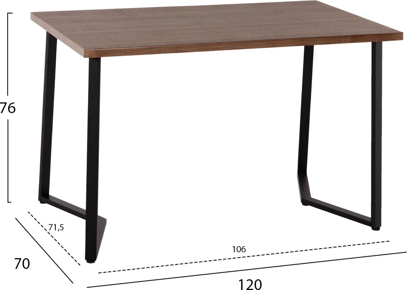 Jedilni set JAY 5 kosov FH9529.02 orehova barva miza-bež tkanina stoli 120x70x76H cm