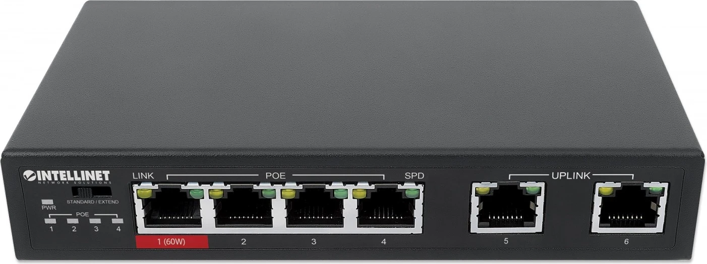 Ethernet preklopnik Intellinet 561686, 6x RJ45, 3x PoE in 1x visoko močnen PoE