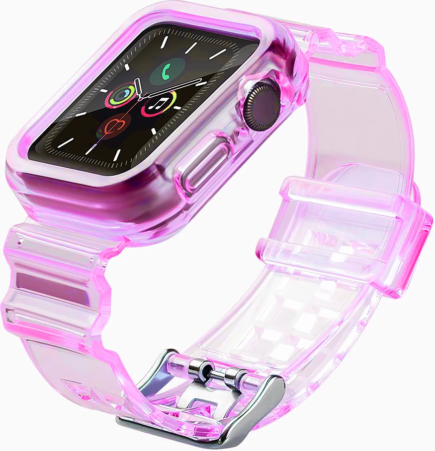 Zaščitni ovitek in pašček Hurtel za Apple Watch 42mm, rožnat