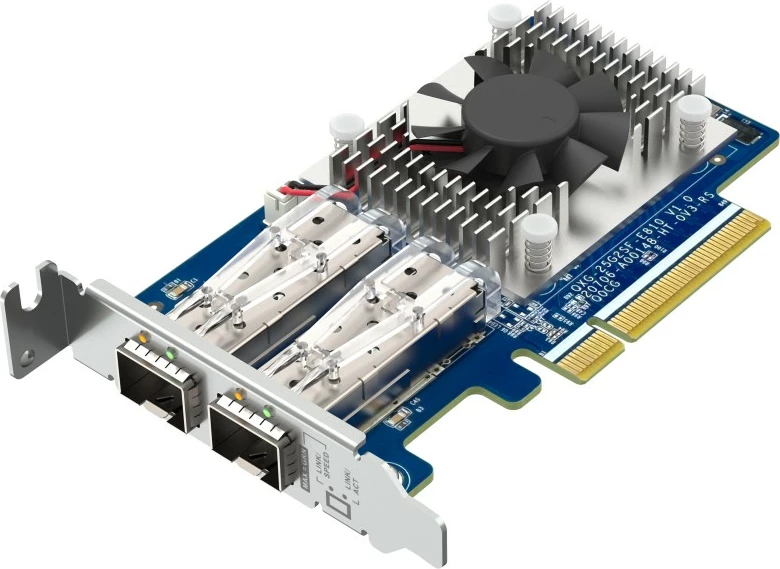 Omrežna kartica 2-portna 25 GbE SFP28, QNAP QXG-25G2SF-E810, PCIe Gen4, Intel E810-XXVAM2, 3 nosilci za montažo
