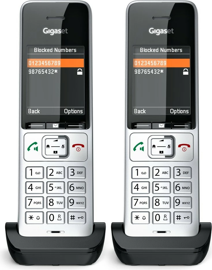 Analogni/DECT telefon COMFORT 500HX duo, Gigaset, žična slušalka, ID klica, 200 stikov, črn, srebrn