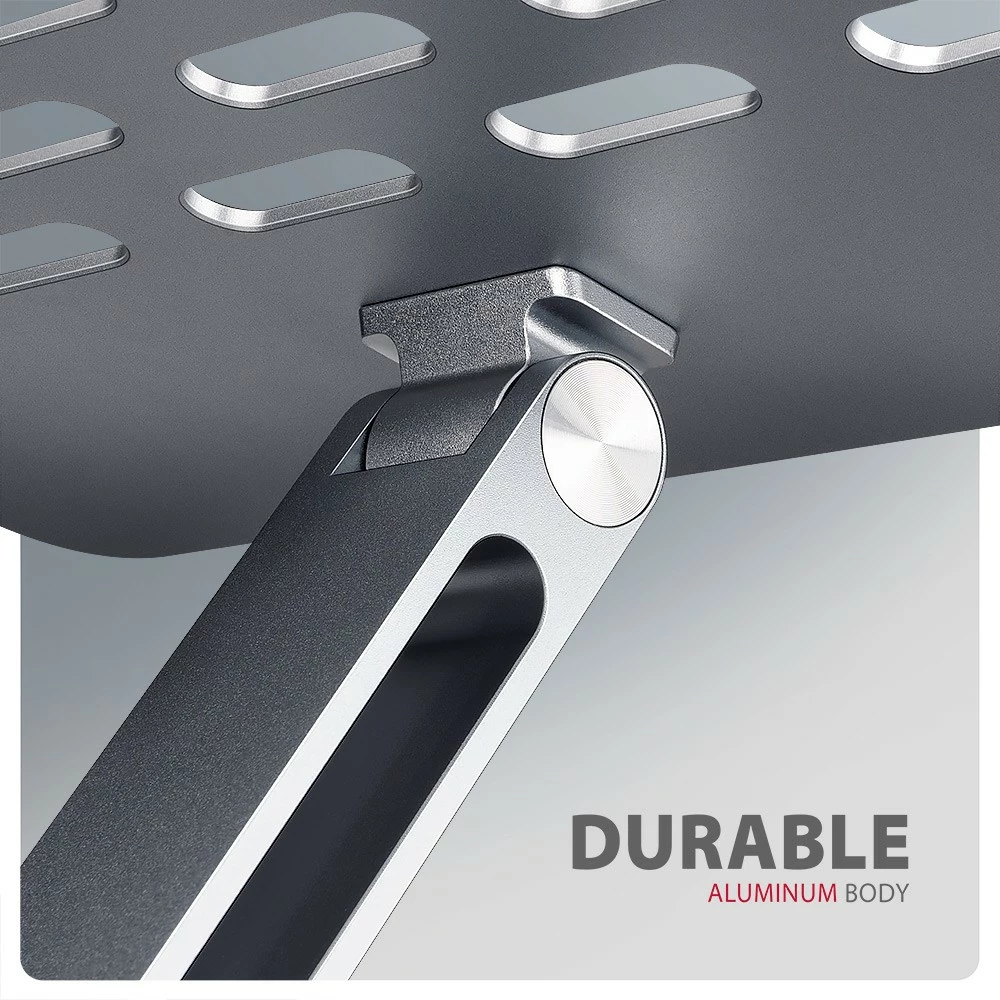 Nastavljiv aluminijast nosilec za prenosnik 10–16", AXAGON STND-LQ, siv